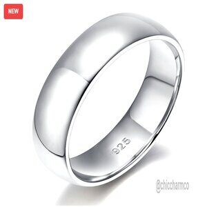 Sterling Silver Wedding Band, Comfort Fit, 2mm 4mm 6mm Widths, Size 3-13